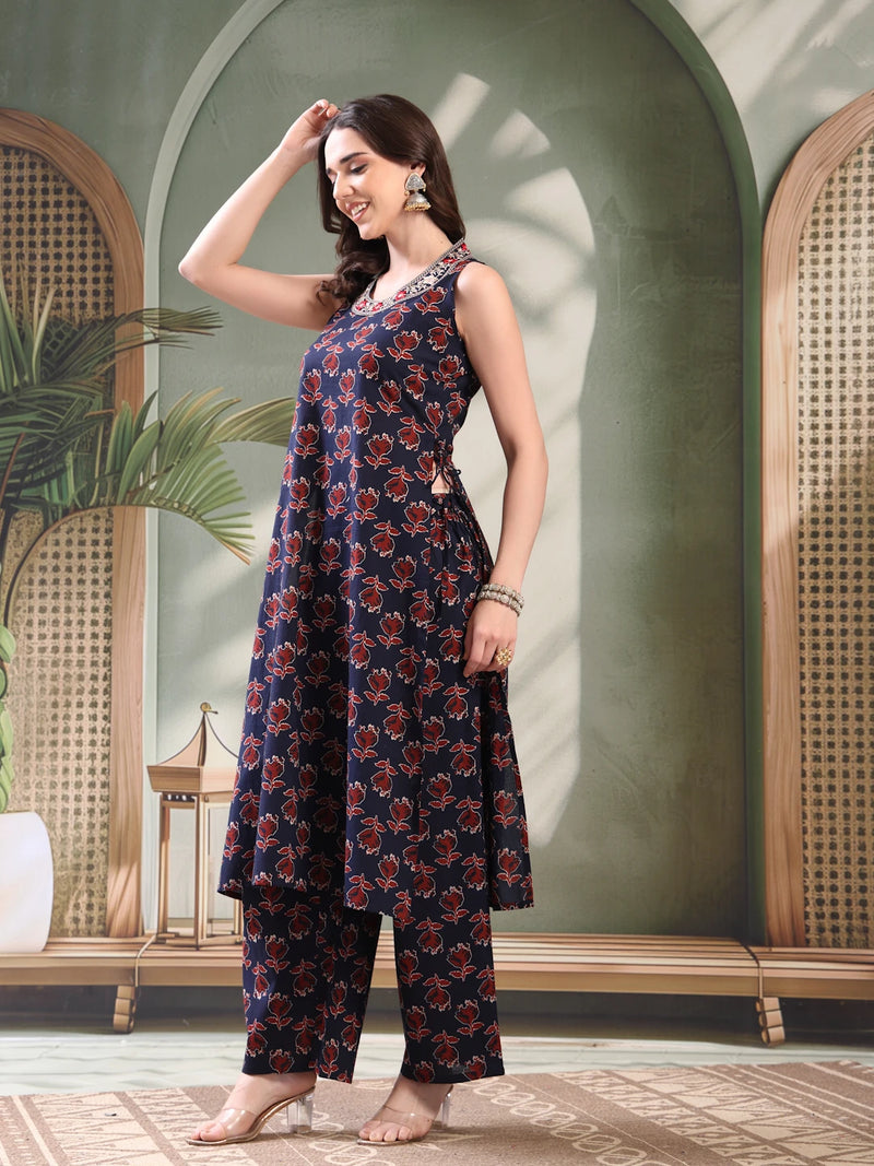 Lady Blue Embroidered Kurta Palazzo Set