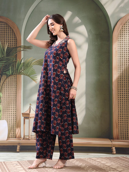 Lady Blue Embroidered Kurta Palazzo Set