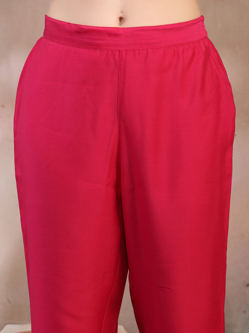 Women Pink Embroidered Anarkali Set with Dupatta