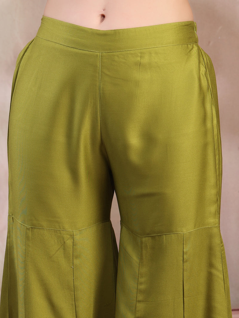 Women's festive green kurta sharara 