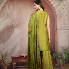Traditional green embroidered kurta back view