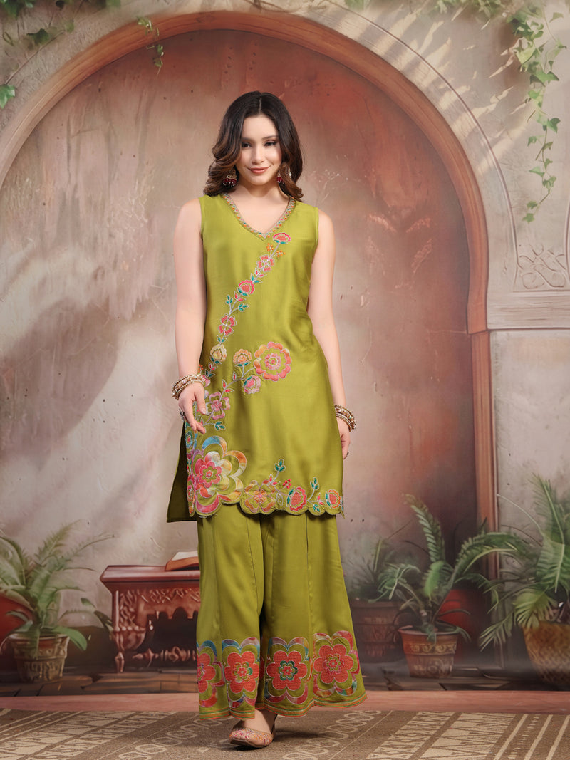 Designer viscose kurta set with sharara bottom