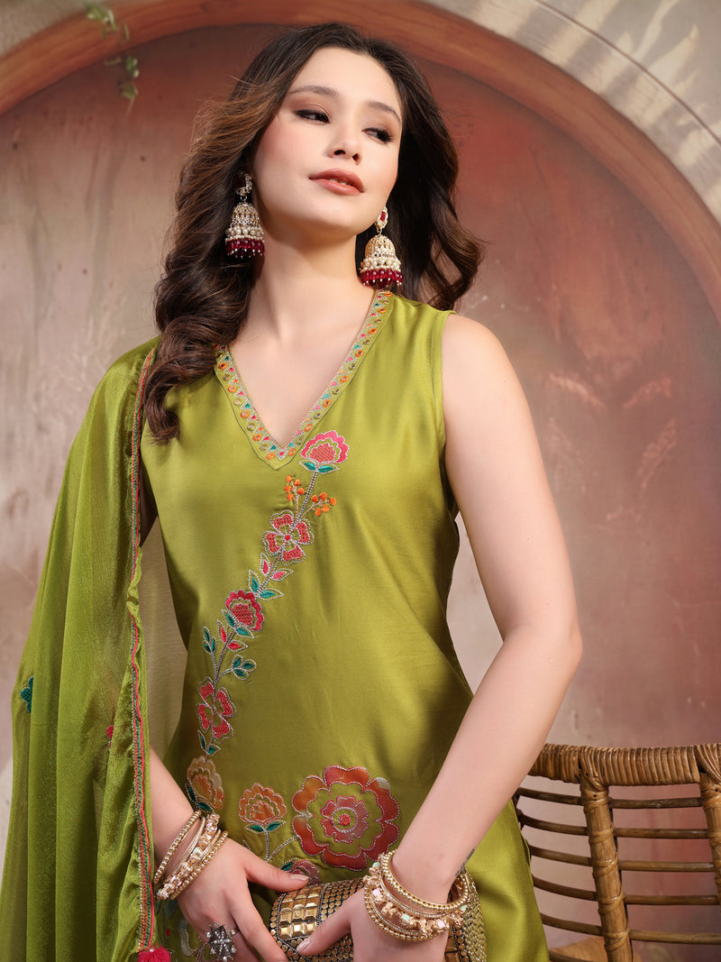 Women's festive green kurta sharara set styling look