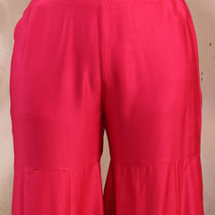 Women Pink Embroidered Kurta Sharara Set with Dupatta