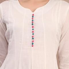 Women White Embroidered Anarkali Set with Dupatta
