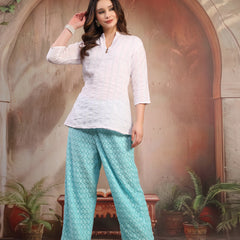 Women Pink Self Design Cotton Palazzo