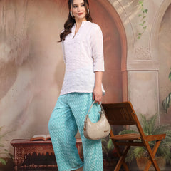 Women Pink Self Design Cotton Palazzo