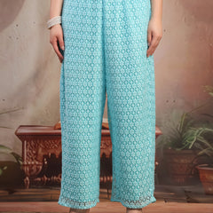 Women Pink Self Design Cotton Palazzo