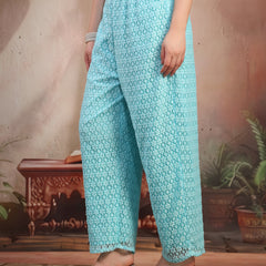 Women Pink Self Design Cotton Palazzo