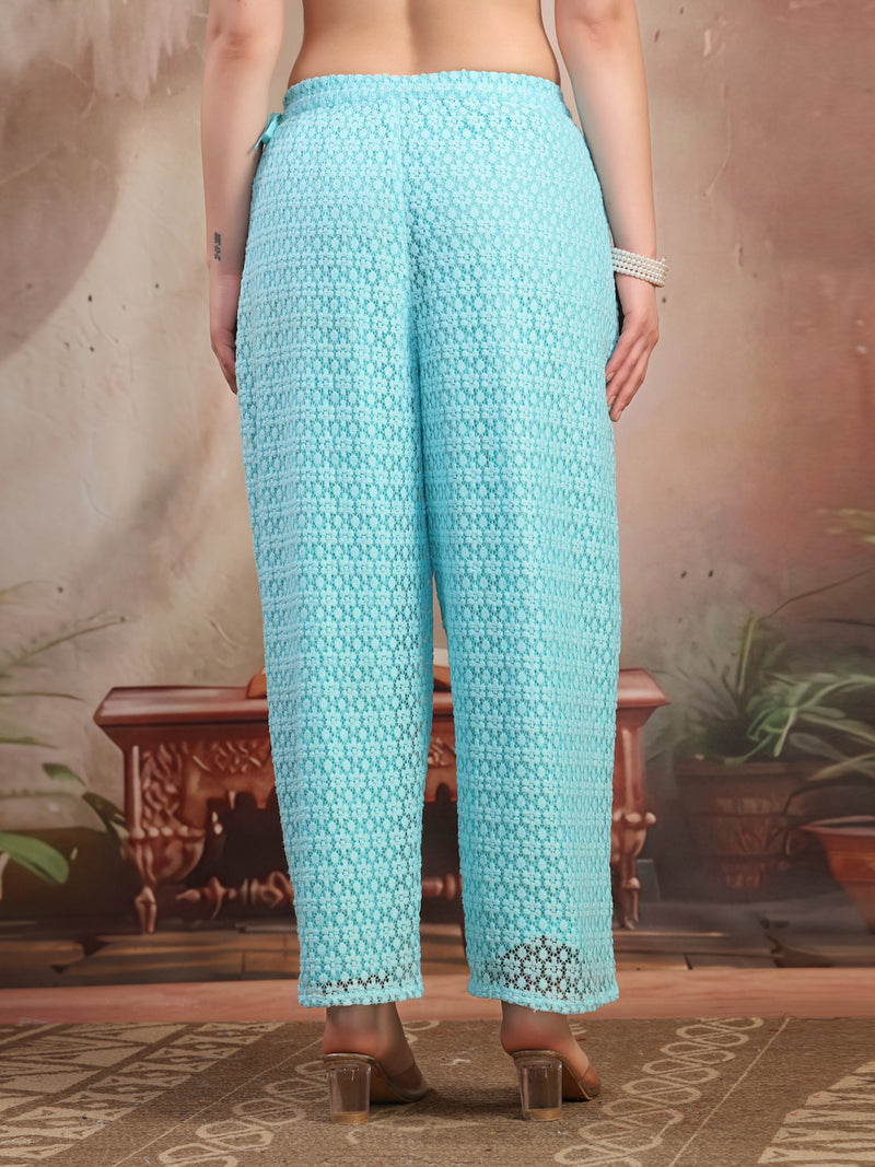 Women Pink Self Design Cotton Palazzo