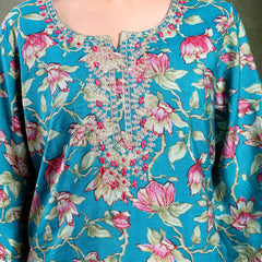 Ramas Embroidered Round Neck Straight Kurta & Sharara With Dupatta