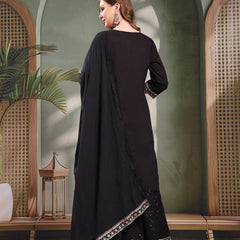 Ramas Sequin Embroidered Pure Cotton Round Neck Kurta & Sharara With Dupatta