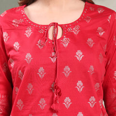 Ramas Printed Tie-Up Neck Kurta & Palazzos With Dupatta