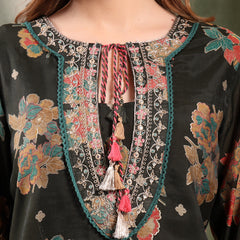 Ramas Embroidered Tie-Up Neck Straight Kurta & Sharara With Dupatta