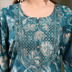 Ramas Embroidered Straight Round Neck Kurta & Sharara With Dupatta