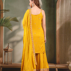 Ramas Sequin Embroidered Round Neck Kurta & Sharara With Dupatta