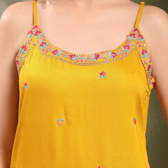 Ramas Sequin Embroidered Round Neck Kurta & Sharara With Dupatta