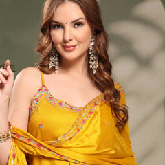 Ramas Sequin Embroidered Round Neck Kurta & Sharara With Dupatta