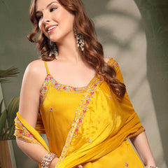 Ramas Sequin Embroidered Round Neck Kurta & Sharara With Dupatta