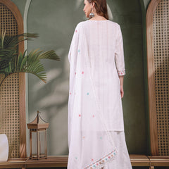 Ramas Embroidered Pure Cotton Round Neck Kurta & Sharara With Dupatta