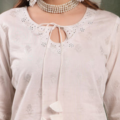 Ramas Printed Tie-Up Neck Straight Kurta & Palazzos With Dupatta