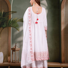 Ramas Embroidered Pure Cotton Round Neck Kurta & Sharara With Dupatta