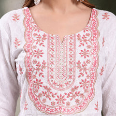 Ramas Embroidered Pure Cotton Round Neck Kurta & Sharara With Dupatta