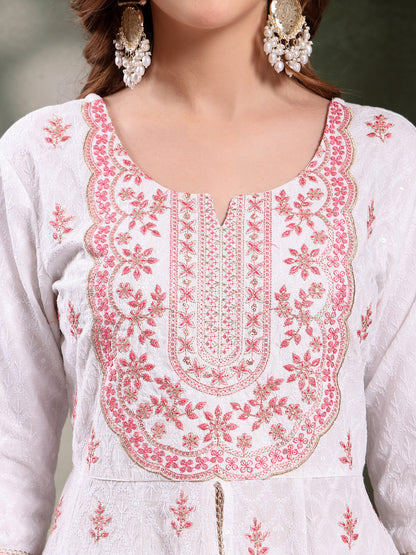 Ramas Embroidered Pure Cotton Round Neck Kurta & Sharara With Dupatta