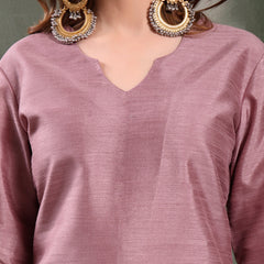 Ramas V-Neck Straight Kurta & Trousers With Embroidered Dupatta