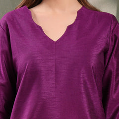 Ramas V-Neck Straight Kurta & Trousers With Printed Dupatta