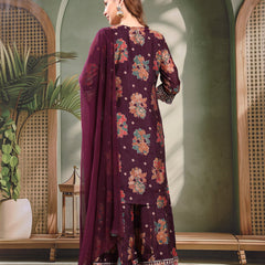 Ramas Embroidered Round Neck Straight Kurta & Sharara With Dupatta