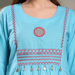 Ramas Embroidered Pure Cotton Round Neck Kurta & Trousers With Dupatta