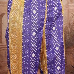 Women Blue Printed Kurta Palazzo Set
