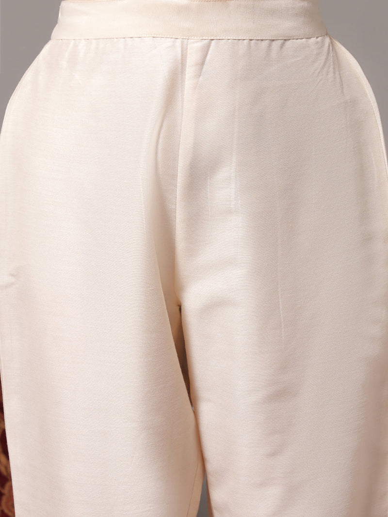 Women V-Neck Straight Kurta With Trousers & Dupatta