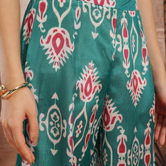 Women Green Printed Top Palazzo Set