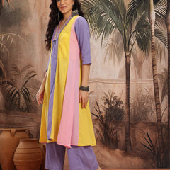 Azure Charm Embroidered Cotton Kurta Trouser Set