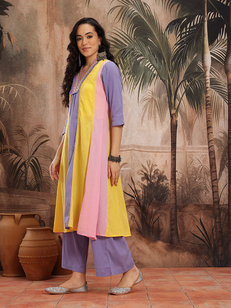 Azure Charm Embroidered Cotton Kurta Trouser Set