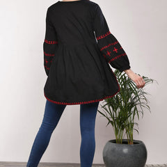 Women black embroidered top
