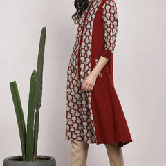 Side view maroon casual kurta
