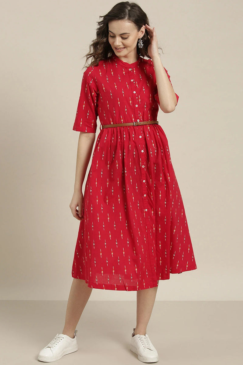 red shirt collar dress everyday wear
