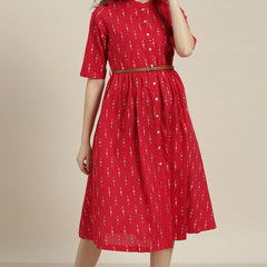 red shirt collar dress everyday wear
