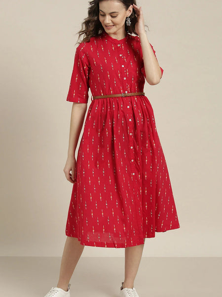 red shirt collar dress everyday wear
