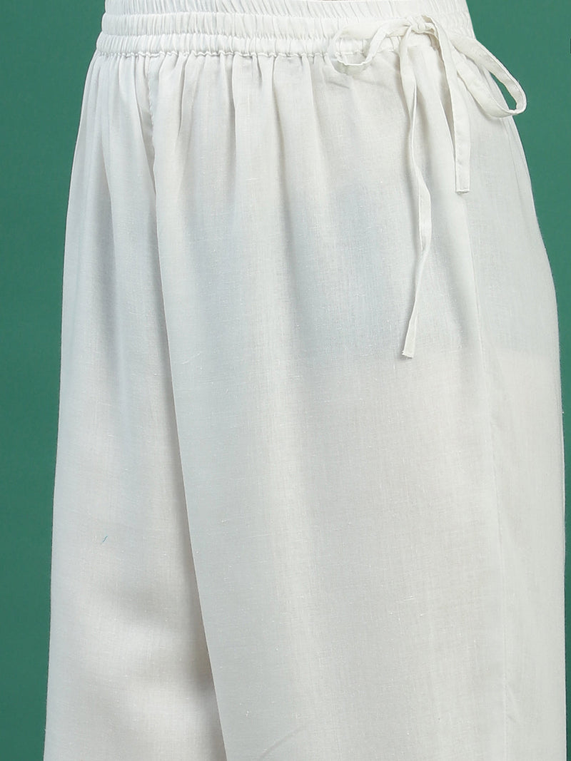 Elegant White Cotton Printed Straight Kurta