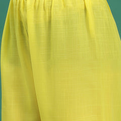 Women Yellow Cotton Embroidered Straight Kurta Set
