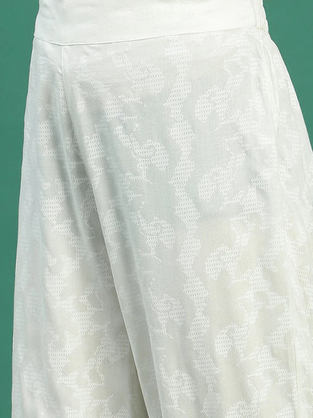 Women White Embroidered Angrakha Kurta Set