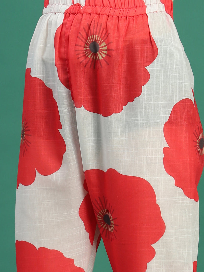 Women White Embroidered Sleeveless A-Line Kurta Set