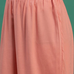 Women Peach Color Embroidered Straight Kurta Set