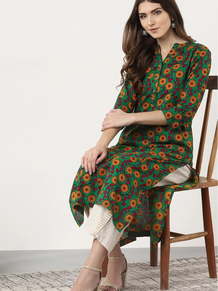 Front view cotton A line kurta women
