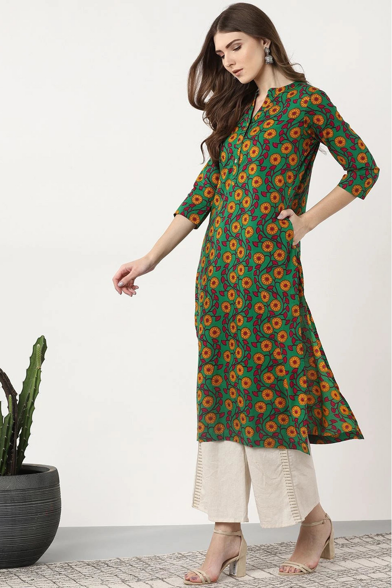 Side view green ethnic kurta
