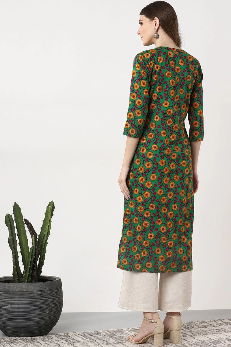 Back view floral kurta women
